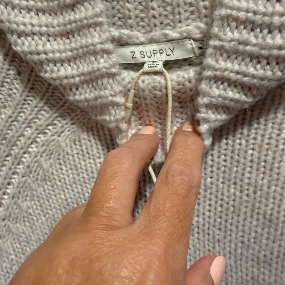 Z Supply Cream Ribbed Mock Neck Sweater - Picture 4 of 5